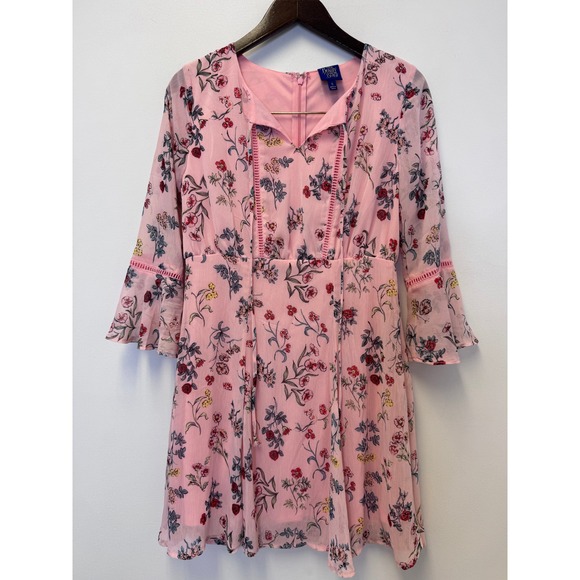 Disney Beauty and the Beast Dresses & Skirts - Disney Beauty and the Beast Pink Floral Chiffon Bell Sleeve Mini Dress Womens S